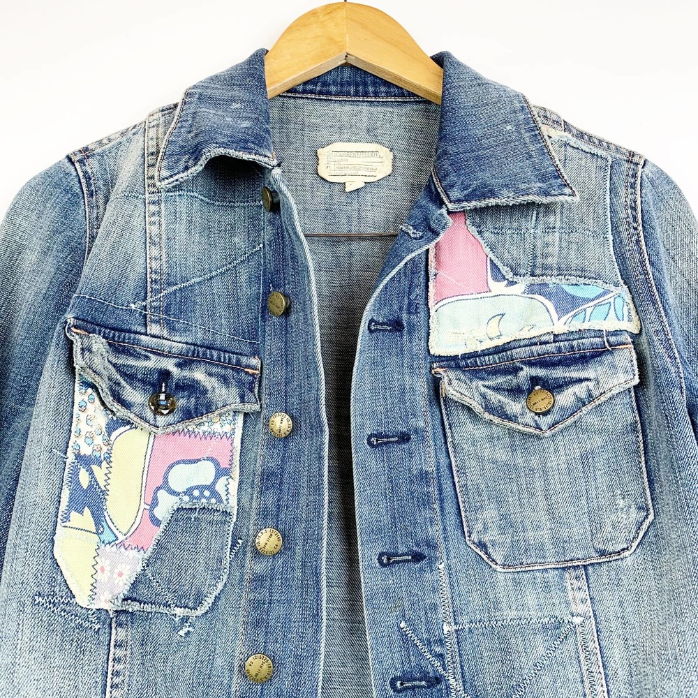 Current/ Elliott Patch Work Denim Jacket S - image 4
